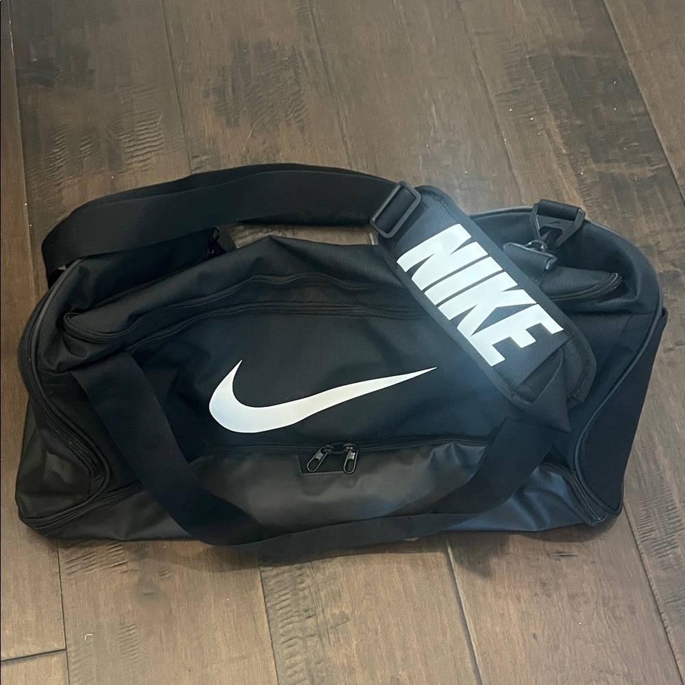 Nike Black and White Duffel Bag